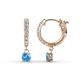 1 - Nita (4mm) Round Blue Topaz and Diamond Dangle Huggie Hoop Earrings 