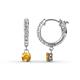 1 - Nita (4mm) Round Citrine and Diamond Dangle Huggie Hoop Earrings 