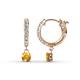 1 - Nita (4mm) Round Citrine and Diamond Dangle Huggie Hoop Earrings 
