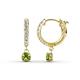 1 - Nita (4mm) Round Peridot and Diamond Dangle Huggie Hoop Earrings 