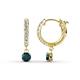 1 - Nita (4mm) Round London Blue Topaz and Diamond Dangle Huggie Hoop Earrings 