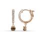 1 - Nita (4mm) Round Smoky Quartz and Diamond Dangle Huggie Hoop Earrings 
