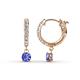 1 - Nita (4mm) Round Tanzanite and Diamond Dangle Huggie Hoop Earrings 