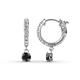 1 - Nita (4mm) Round Black and White Diamond Dangle Huggie Hoop Earrings 