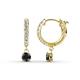 1 - Nita (4mm) Round Black and White Diamond Dangle Huggie Hoop Earrings 