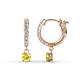1 - Nita (4mm) Round Yellow Sapphire and Diamond Dangle Huggie Hoop Earrings 