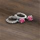 3 - Nita (5mm) Round Pink Tourmaline and Diamond Dangle Huggie Hoop Earrings 