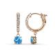 1 - Nita (5mm) Round Blue Topaz and Diamond Dangle Huggie Hoop Earrings 