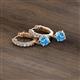 3 - Nita (5mm) Round Blue Topaz and Diamond Dangle Huggie Hoop Earrings 