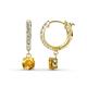 1 - Nita (5mm) Round Citrine and Diamond Dangle Huggie Hoop Earrings 