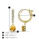 4 - Nita (5mm) Round Citrine and Diamond Dangle Huggie Hoop Earrings 