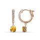 1 - Nita (5mm) Round Citrine and Diamond Dangle Huggie Hoop Earrings 