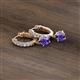 3 - Nita (5mm) Round Iolite and Diamond Dangle Huggie Hoop Earrings 