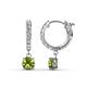 1 - Nita (5mm) Round Peridot and Diamond Dangle Huggie Hoop Earrings 