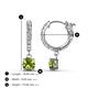 4 - Nita (5mm) Round Peridot and Diamond Dangle Huggie Hoop Earrings 