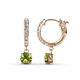1 - Nita (5mm) Round Peridot and Diamond Dangle Huggie Hoop Earrings 