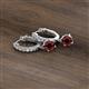 3 - Nita (5mm) Round Red Garnet and Diamond Dangle Huggie Hoop Earrings 