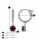 4 - Nita (5mm) Round Red Garnet and Diamond Dangle Huggie Hoop Earrings 