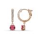 1 - Nita (5mm) Round Rhodolite Garnet and Diamond Dangle Huggie Hoop Earrings 