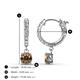 4 - Nita (5mm) Round Smoky Quartz and Diamond Dangle Huggie Hoop Earrings 