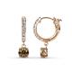 1 - Nita (5mm) Round Smoky Quartz and Diamond Dangle Huggie Hoop Earrings 