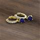 3 - Nita (5mm) Round Blue Sapphire and Diamond Dangle Huggie Hoop Earrings 