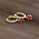 3 - Nita (5mm) Round Ruby and Diamond Dangle Huggie Hoop Earrings 