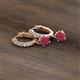 3 - Nita (5mm) Round Ruby and Diamond Dangle Huggie Hoop Earrings 