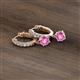 3 - Nita (5mm) Round Lab Created Pink Sapphire and Diamond Dangle Huggie Hoop Earrings 