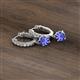 3 - Nita (5mm) Round Tanzanite and Diamond Dangle Huggie Hoop Earrings 