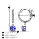4 - Nita (5mm) Round Tanzanite and Diamond Dangle Huggie Hoop Earrings 