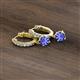 3 - Nita (5mm) Round Tanzanite and Diamond Dangle Huggie Hoop Earrings 