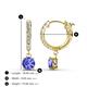 4 - Nita (5mm) Round Tanzanite and Diamond Dangle Huggie Hoop Earrings 