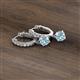 3 - Nita (5mm) Round Aquamarine and Diamond Dangle Huggie Hoop Earrings 