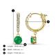 4 - Nita (5mm) Round Emerald and Diamond Dangle Huggie Hoop Earrings 