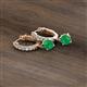 3 - Nita (5mm) Round Emerald and Diamond Dangle Huggie Hoop Earrings 