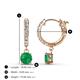 4 - Nita (5mm) Round Emerald and Diamond Dangle Huggie Hoop Earrings 