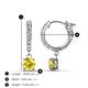 4 - Nita (5mm) Round Lab Created Yellow Sapphire and Diamond Dangle Huggie Hoop Earrings 
