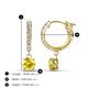 4 - Nita (5mm) Round Lab Created Yellow Sapphire and Diamond Dangle Huggie Hoop Earrings 