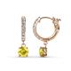 1 - Nita (5mm) Round Lab Created Yellow Sapphire and Diamond Dangle Huggie Hoop Earrings 