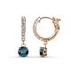 1 - Nita (5mm) Round Blue and White Diamond Dangle Huggie Hoop Earrings 