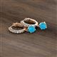 3 - Nita (5mm) Round Turquoise and Diamond Dangle Huggie Hoop Earrings 