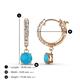 4 - Nita (5mm) Round Turquoise and Diamond Dangle Huggie Hoop Earrings 