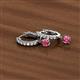 3 - Nita (4mm) Round Pink Tourmaline and Diamond Dangle Huggie Hoop Earrings 