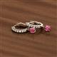 3 - Nita (4mm) Round Pink Tourmaline and Diamond Dangle Huggie Hoop Earrings 