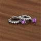 3 - Nita (4mm) Round Amethyst and Diamond Dangle Huggie Hoop Earrings 