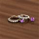 3 - Nita (4mm) Round Amethyst and Diamond Dangle Huggie Hoop Earrings 