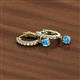 3 - Nita (4mm) Round Blue Topaz and Diamond Dangle Huggie Hoop Earrings 