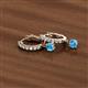 3 - Nita (4mm) Round Blue Topaz and Diamond Dangle Huggie Hoop Earrings 
