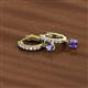 3 - Nita (4mm) Round Iolite and Diamond Dangle Huggie Hoop Earrings 